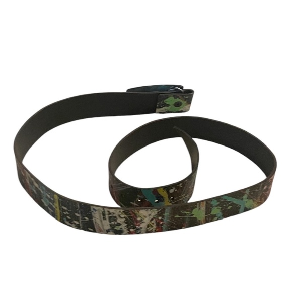 Handmade Color Splash Leather Black Belt Silver Tone Hardware (NWOT) - Picture 8 of 9